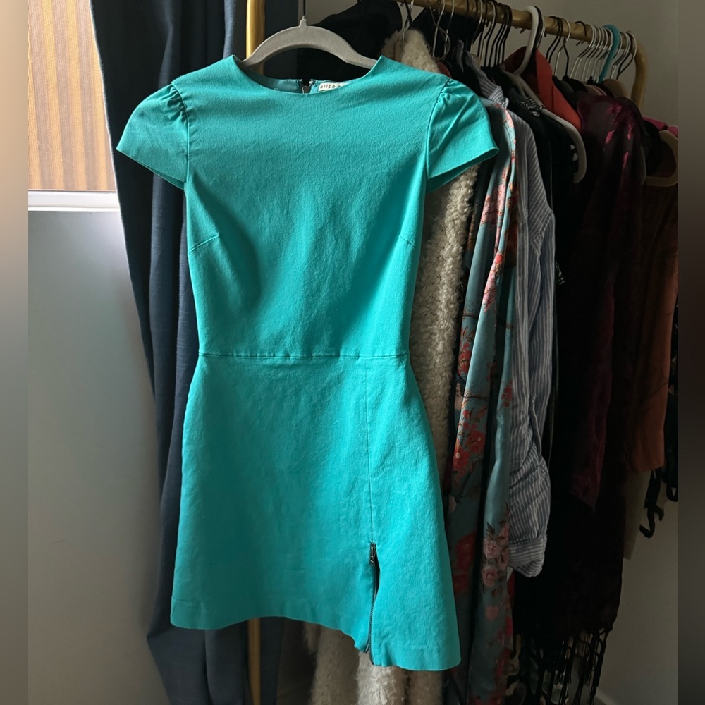 Alice and Olivia Aqua Mini Dress